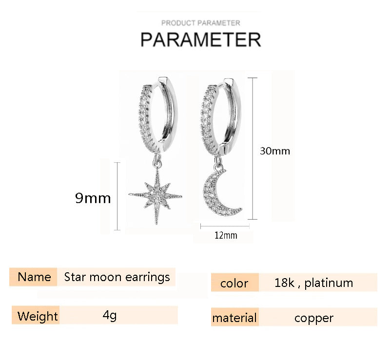 Moon Asymmetric Earrings