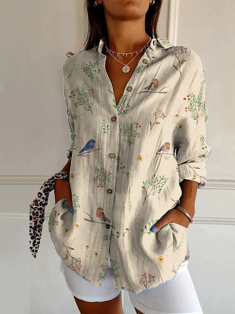 Flowers Print Long Sleeve Shirt