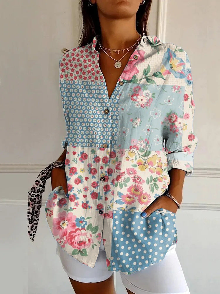 Flowers Print Long Sleeve Shirt