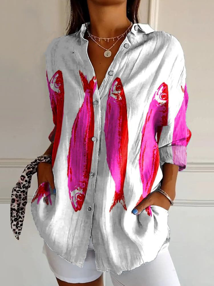 Flowers Print Long Sleeve Shirt
