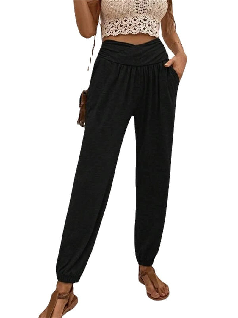 Loose Pocket High Waist Trousers
