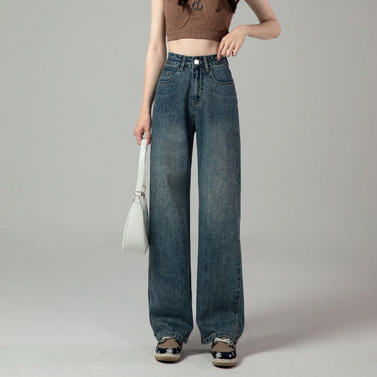 High Waist Retro Straight Jeans
