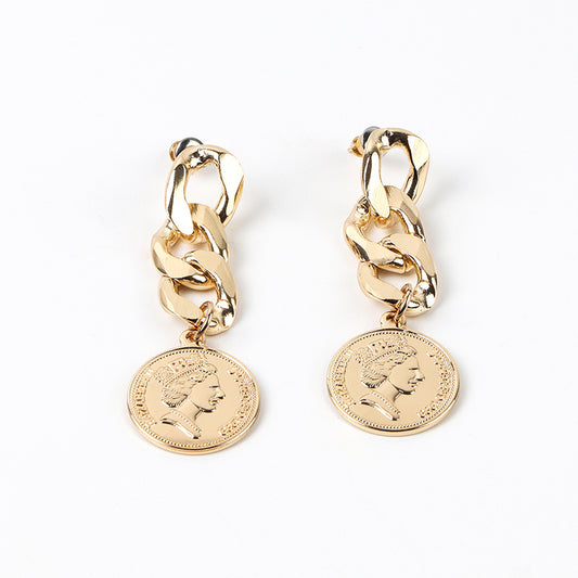 Cold Wind Chain Stud Earrings