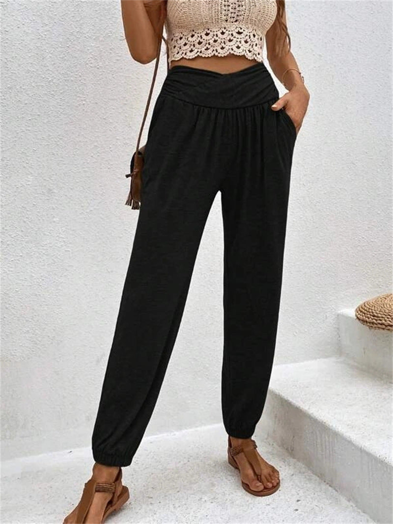 Loose Pocket High Waist Trousers