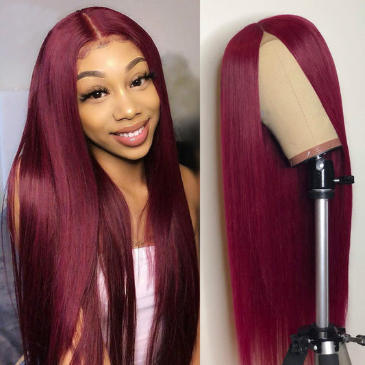 Long Straight Wine Human Hair Wigs