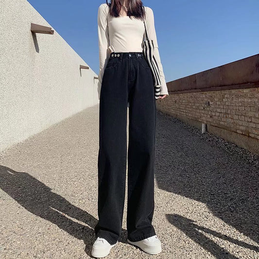 High Waist Drooping Straight Jeans