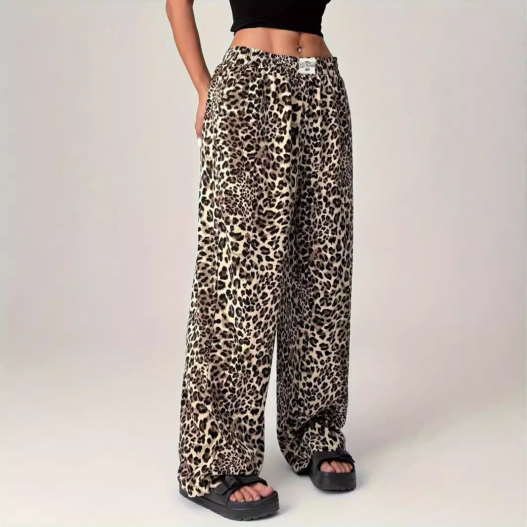 Leopard Print Straight Casual Printed Trousers