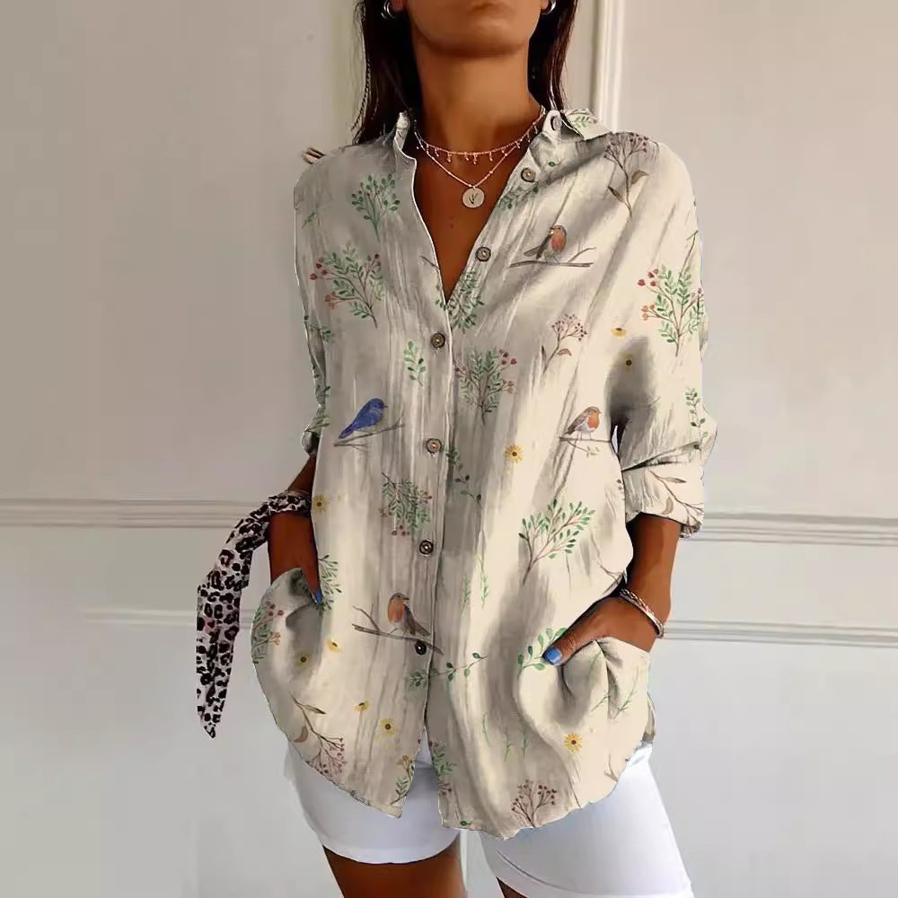Flowers Print Long Sleeve Shirt
