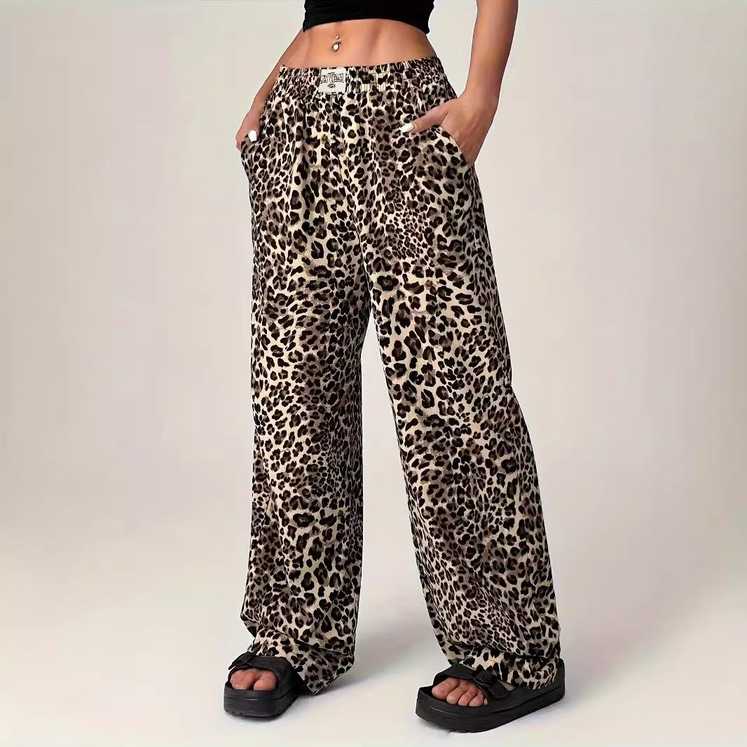 Leopard Print Straight Casual Printed Trousers