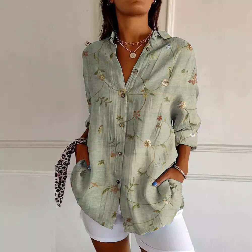 Flowers Print Long Sleeve Shirt