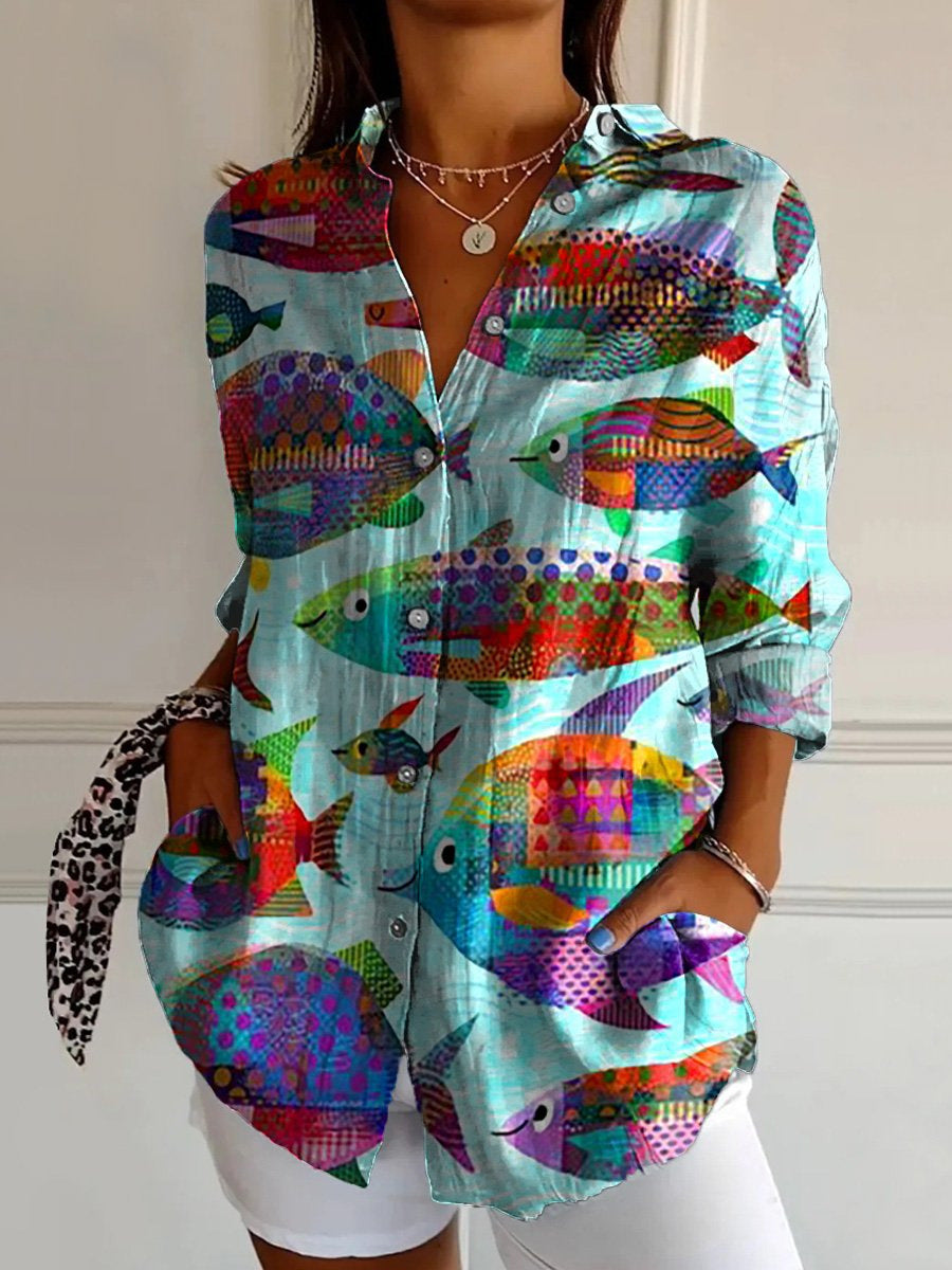 Flowers Print Long Sleeve Shirt