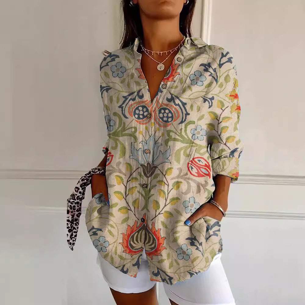Flowers Print Long Sleeve Shirt
