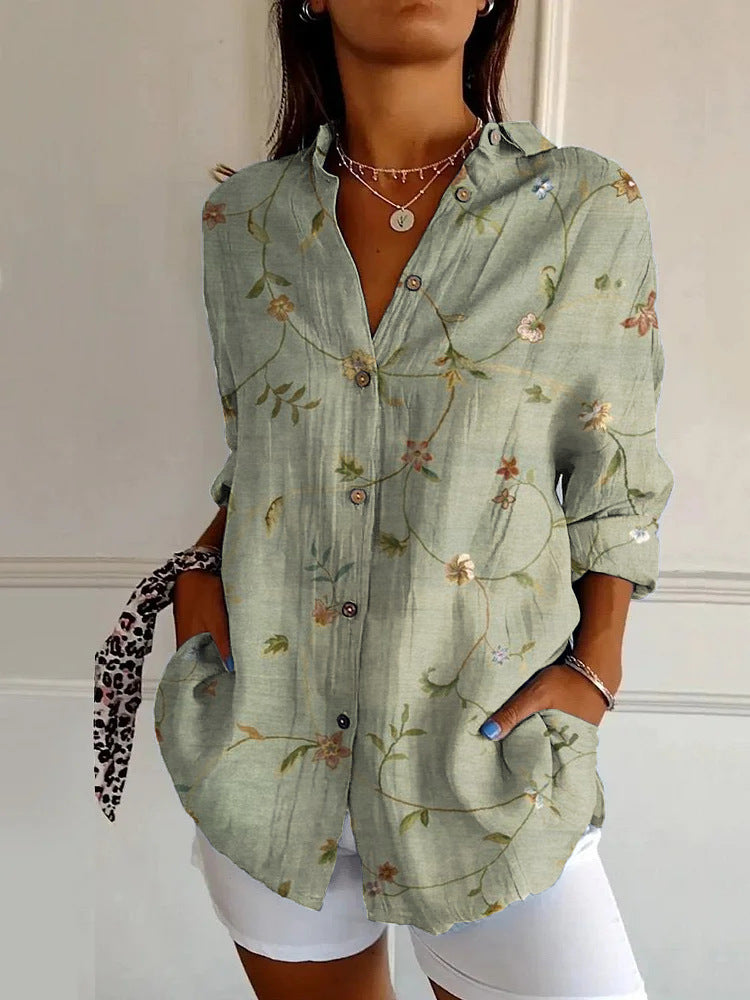Flowers Print Long Sleeve Shirt