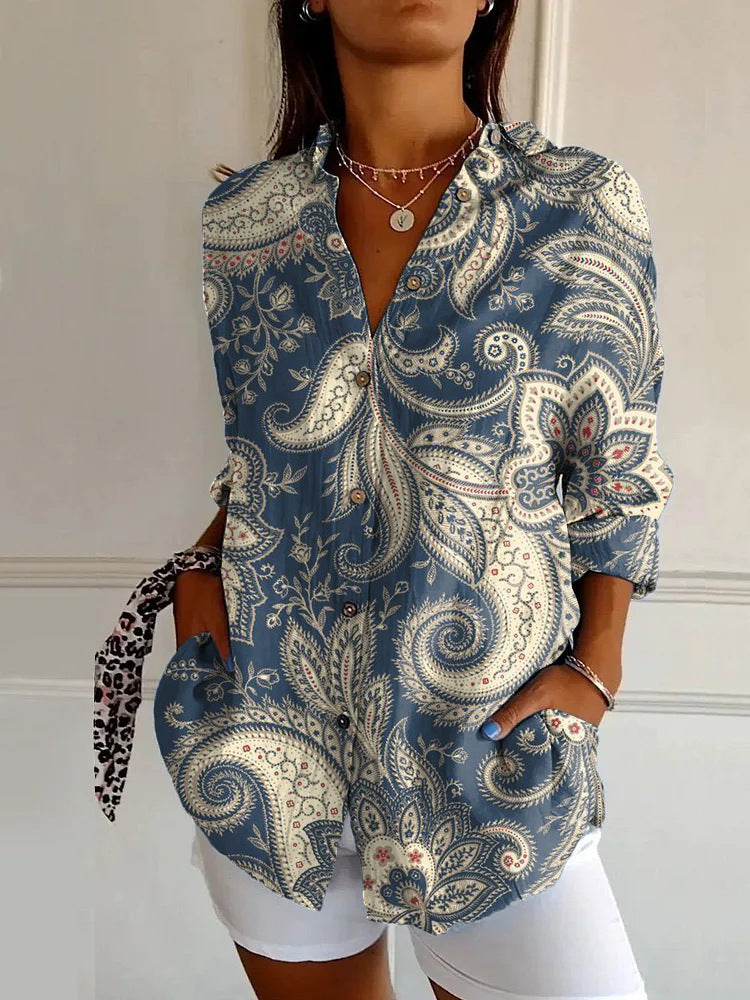 Flowers Print Long Sleeve Shirt