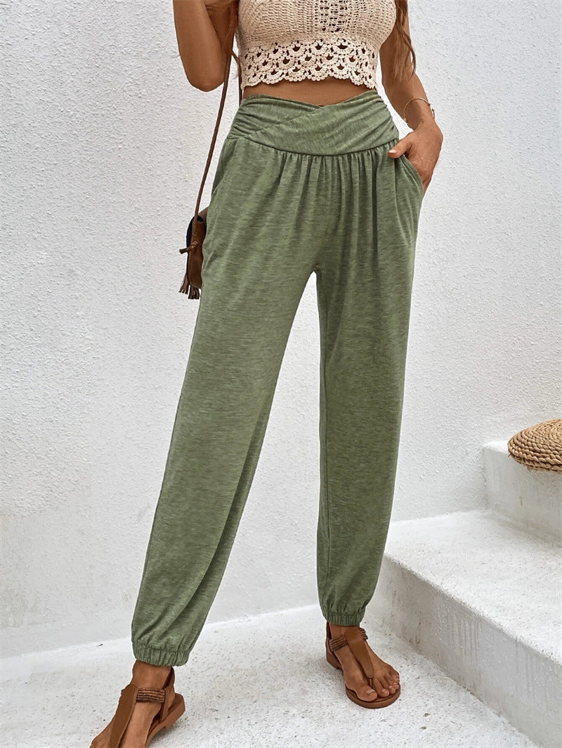 Loose Pocket High Waist Trousers